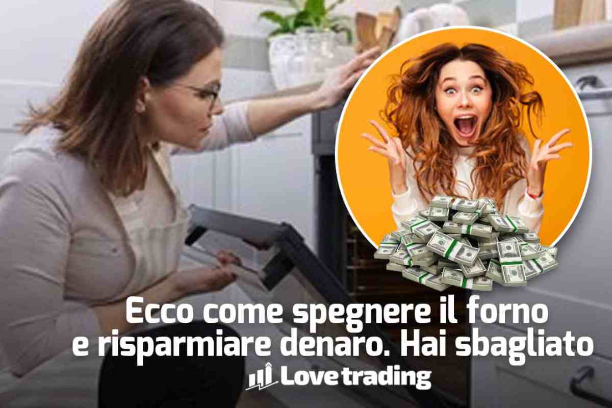 Signora che spegne il forno