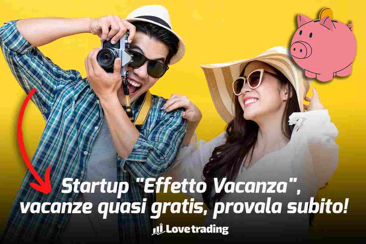 Coppia sorridente in vacanza