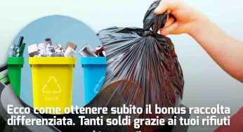 Bonus raccolta differenziata: tanti soldi alle famiglie sul conto con la Manovra