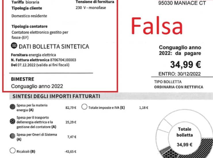 la truffa delle bollette false