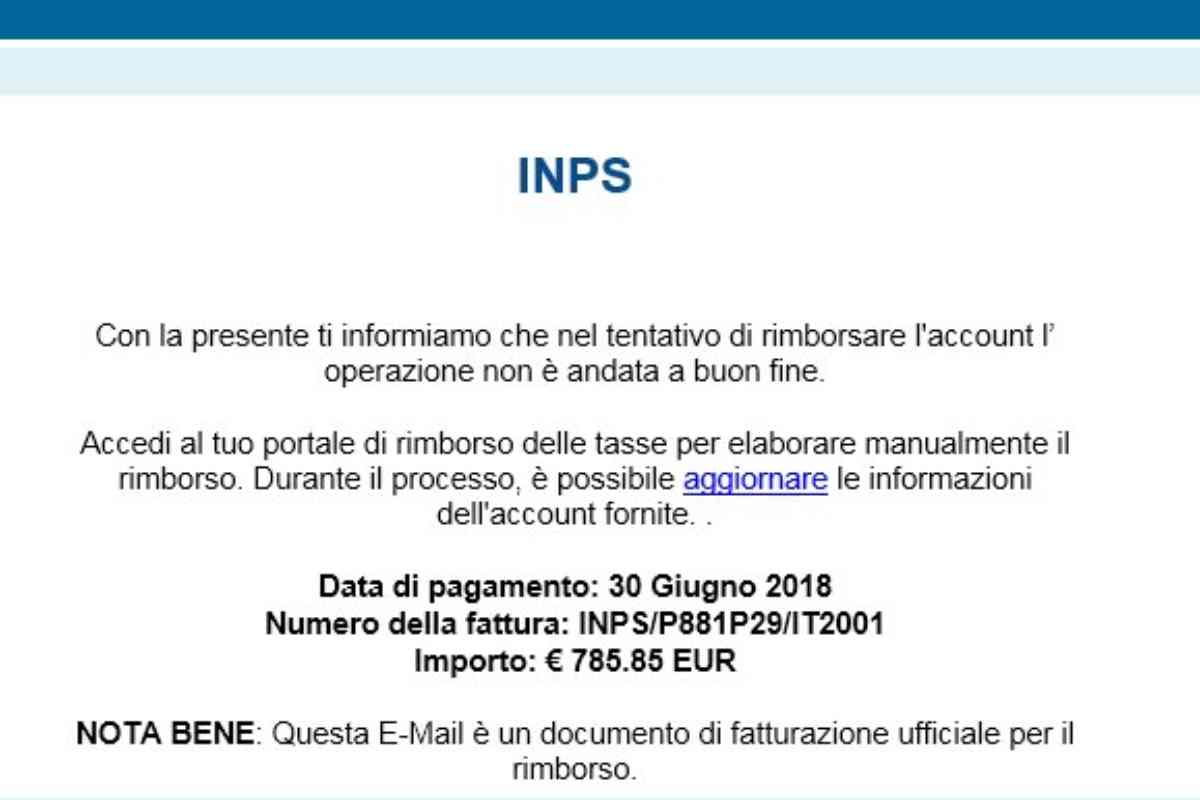 mail falsa inps truffa