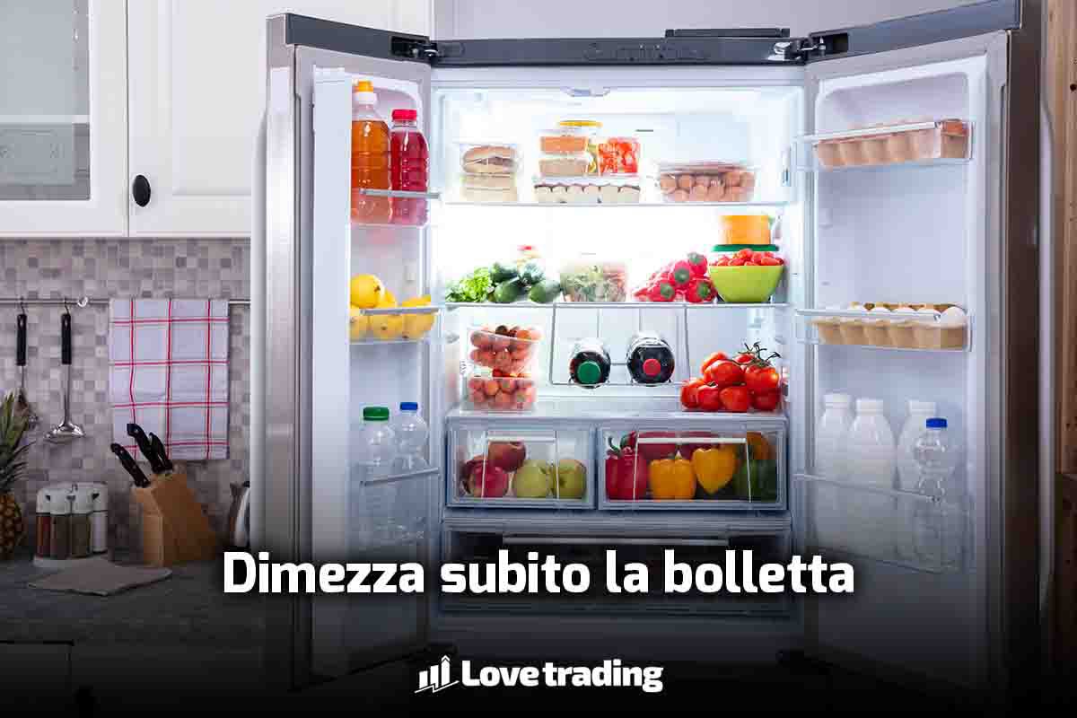 tasto sul frigo che abbassa la bolletta