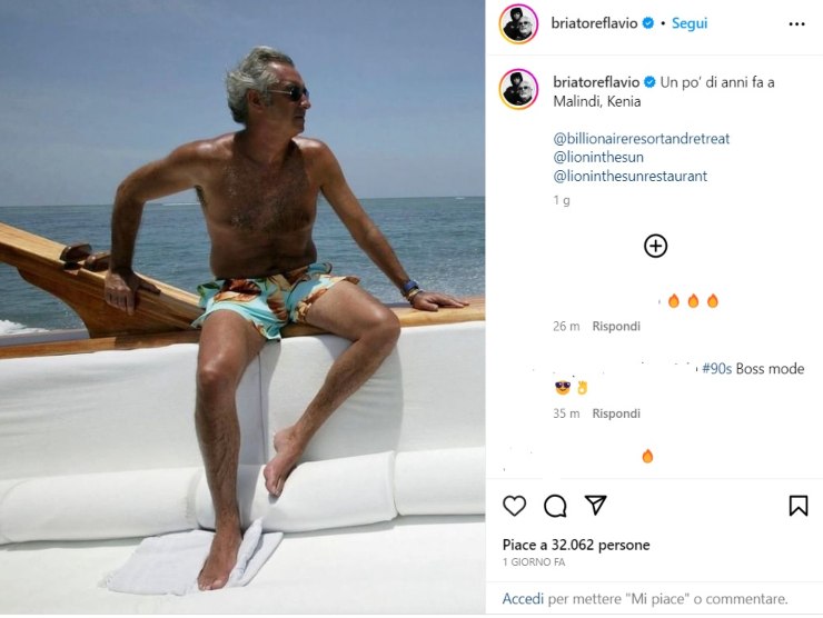 Flavio Briatore qualche anno fa in barca