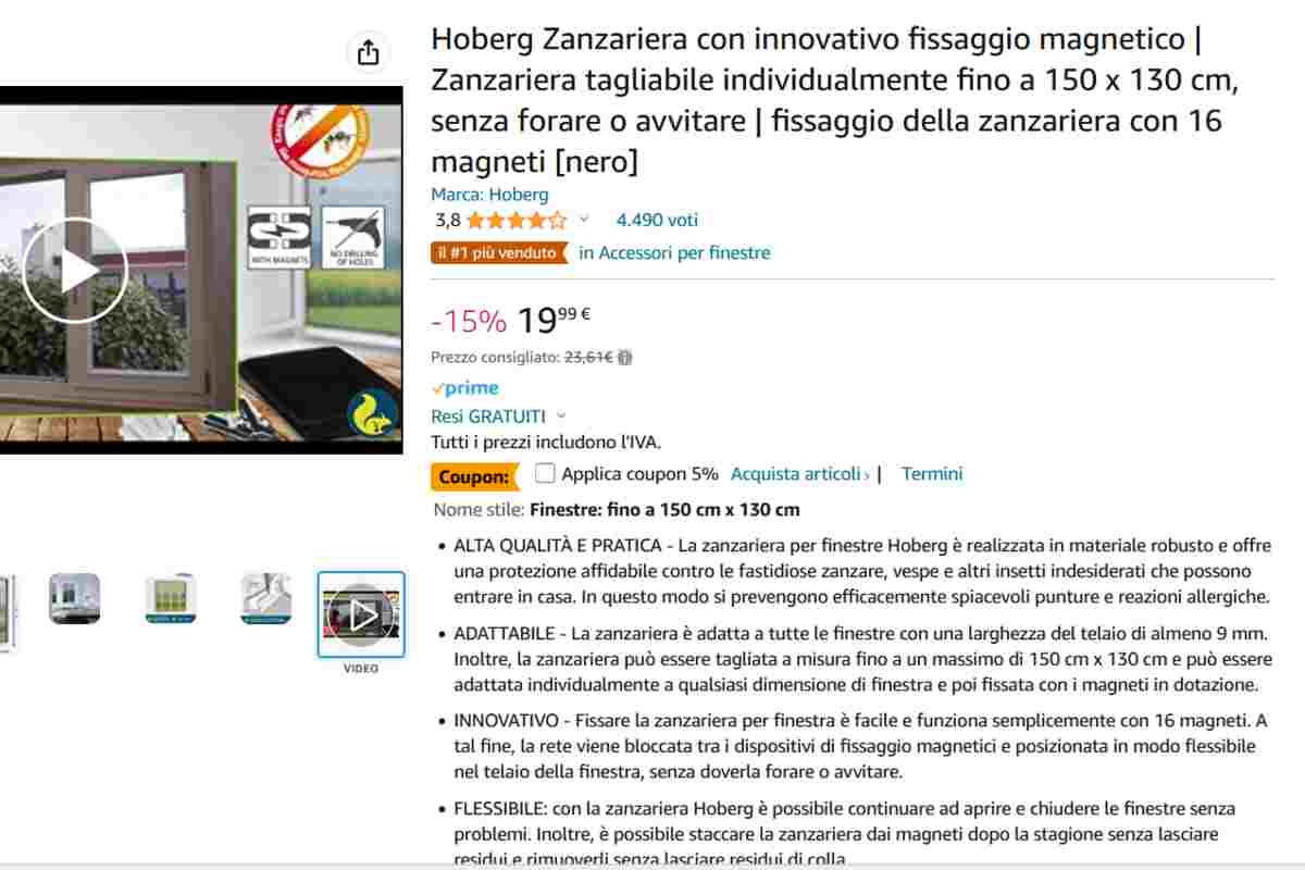 zanzariera offerta amazon