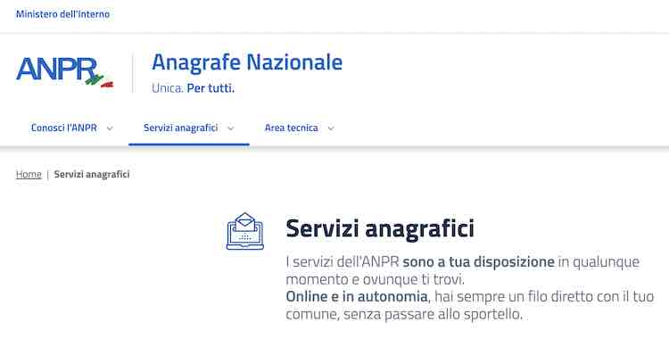 servizi anagrafici