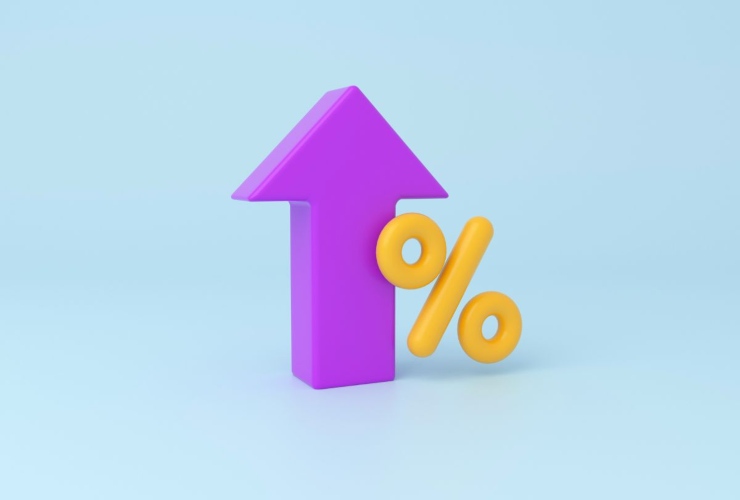 Freccia e simbolo percentuale