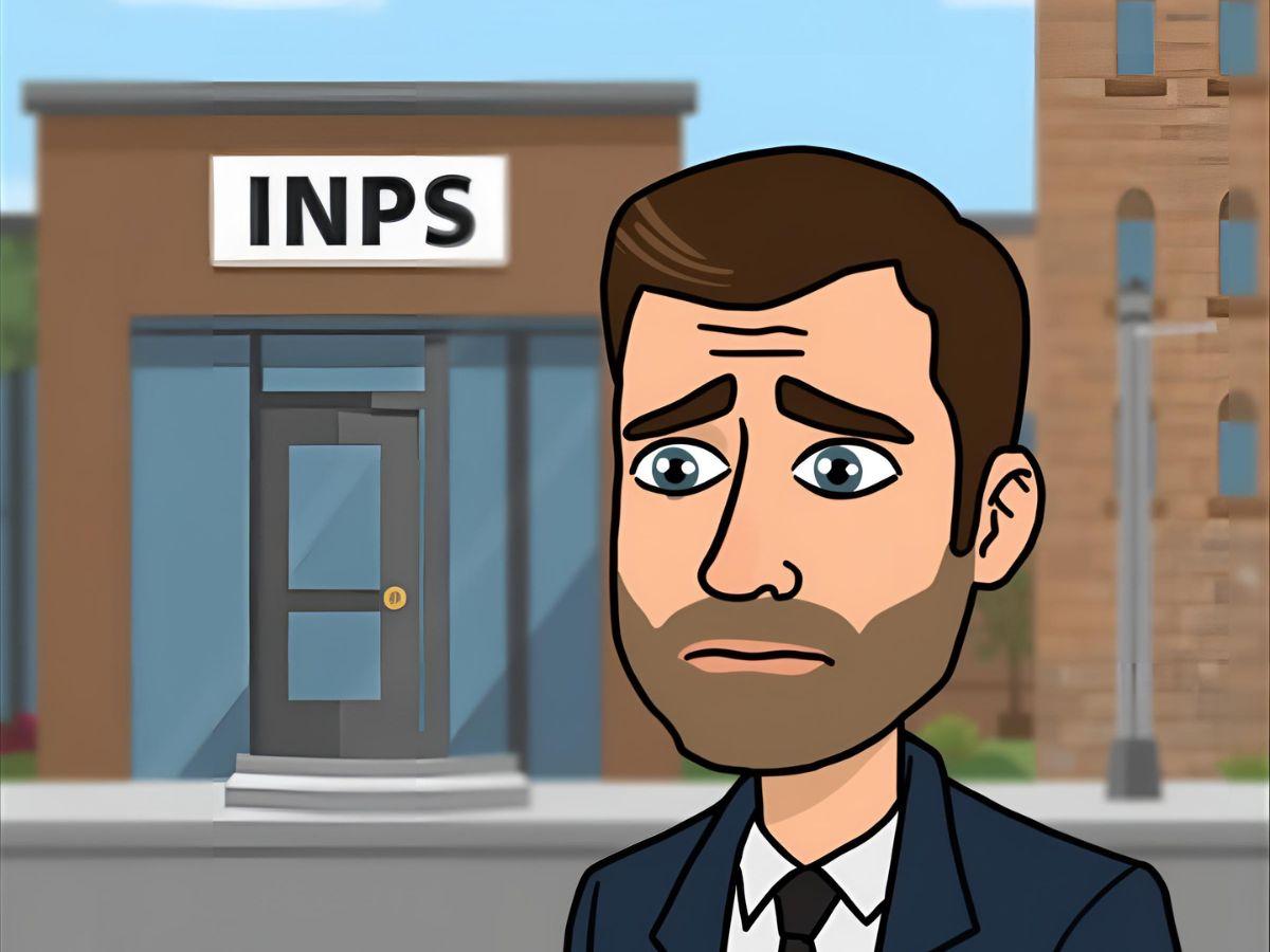 Uomo triste fuori all'ufficio dell'INPS